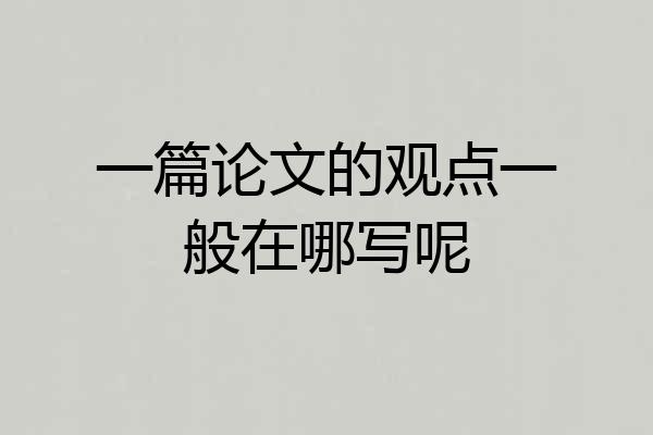 一篇论文的观点一般在哪写呢