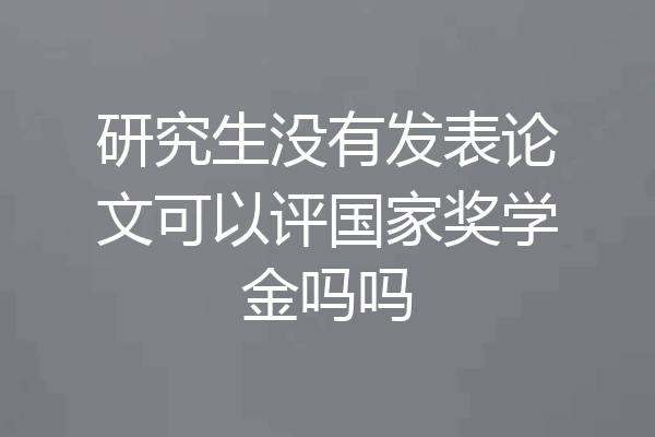 研究生没有发表论文可以评国家奖学金吗吗