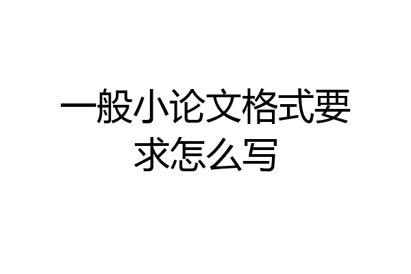 一般小论文格式要求怎么写