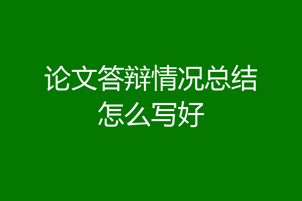 论文答辩情况总结怎么写好