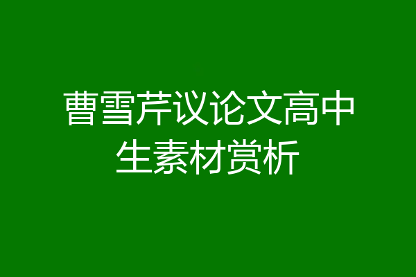 曹雪芹议论文高中生素材赏析