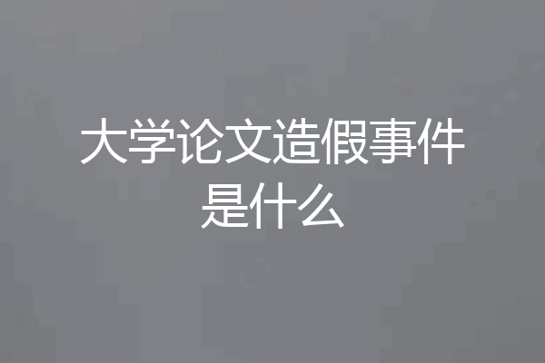 大学论文造假事件是什么