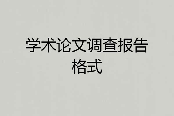 学术论文调查报告格式