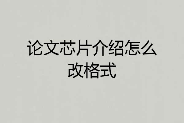 论文芯片介绍怎么改格式