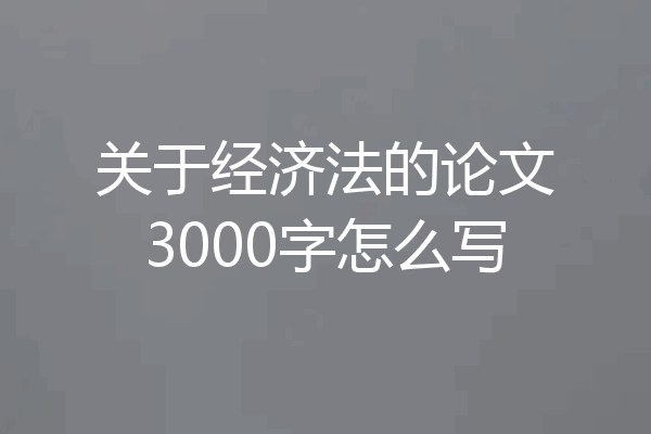 关于经济法的论文3000字怎么写