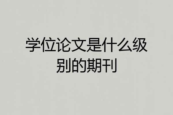 学位论文是什么级别的期刊
