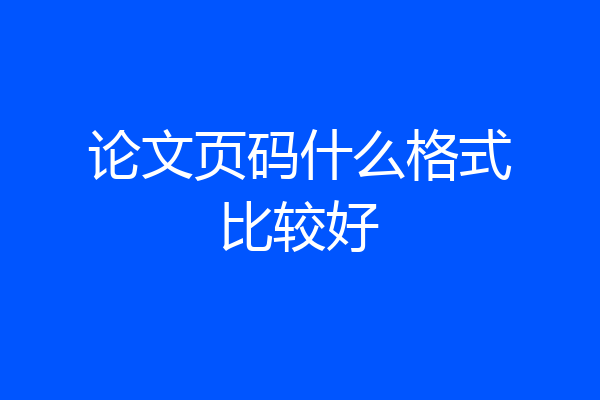论文页码什么格式比较好