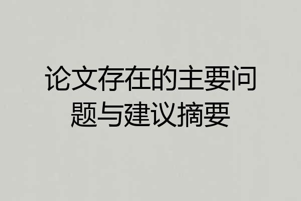 论文存在的主要问题与建议摘要