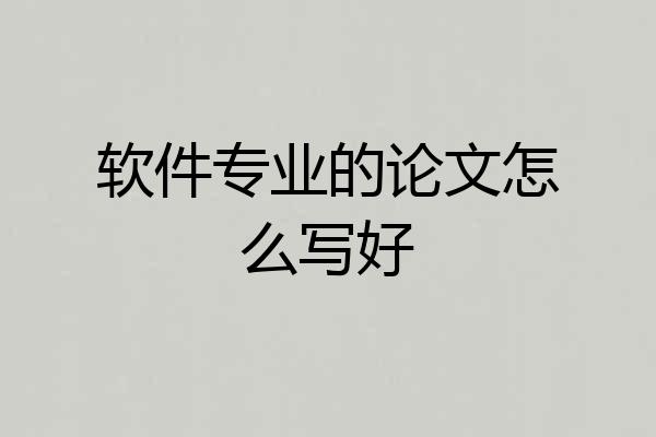 软件专业的论文怎么写好