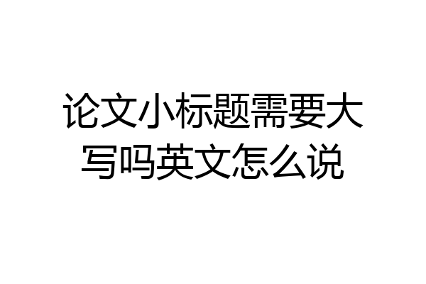 论文小标题需要大写吗英文怎么说