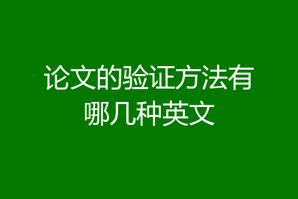 论文的验证方法有哪几种英文