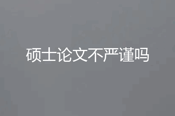 硕士论文不严谨吗