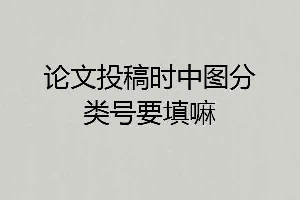 论文投稿时中图分类号要填嘛