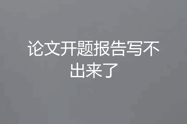 论文开题报告写不出来了