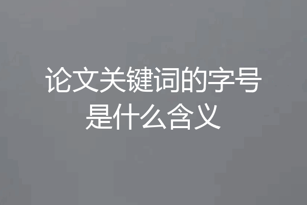 论文关键词的字号是什么含义