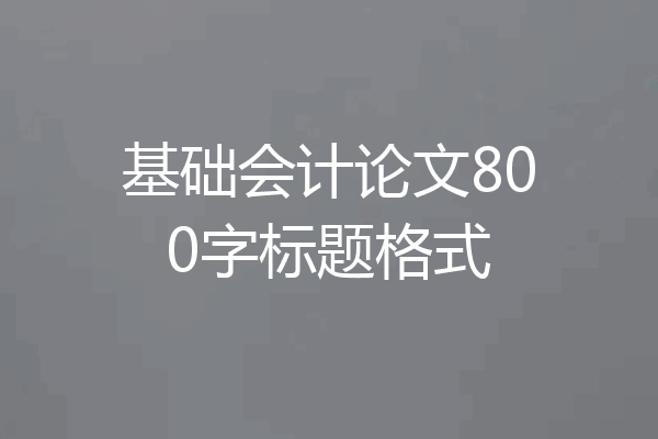 基础会计论文800字标题格式