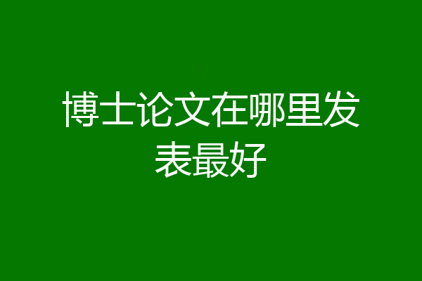博士论文在哪里发表最好