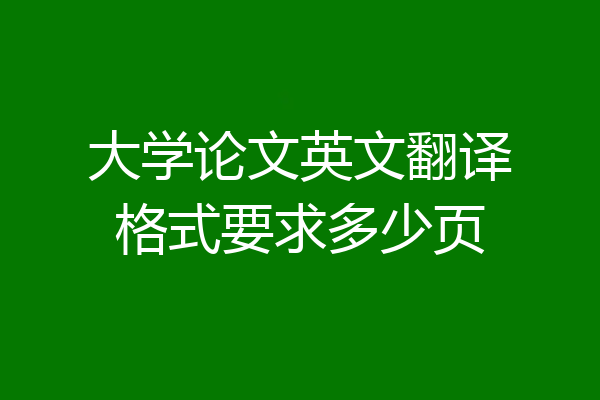 大学论文英文翻译格式要求多少页