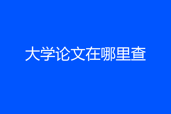 大学论文在哪里查