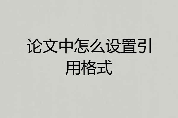 论文中怎么设置引用格式