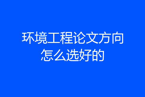 环境工程论文方向怎么选好的