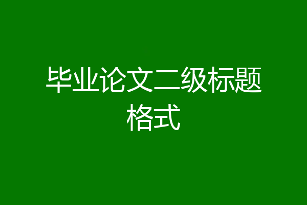 毕业论文二级标题格式