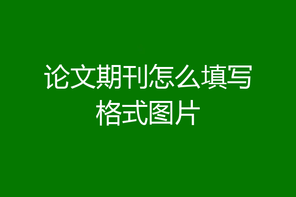 论文期刊怎么填写格式图片