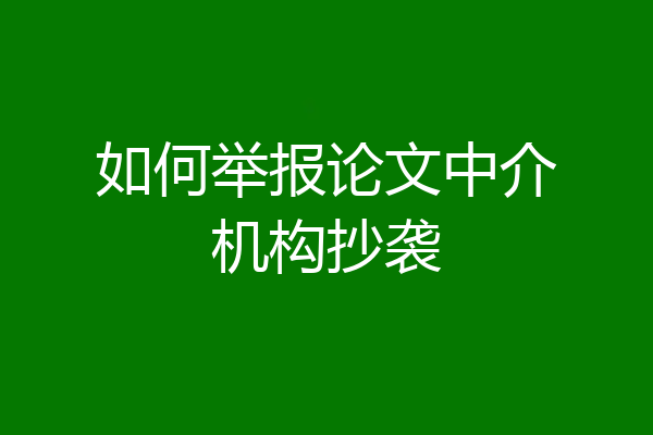 如何举报论文中介机构抄袭
