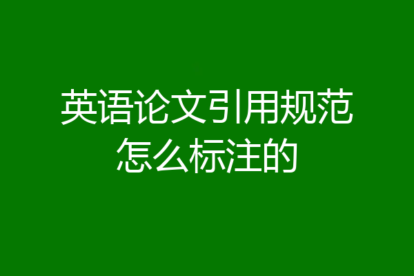 英语论文引用规范怎么标注的
