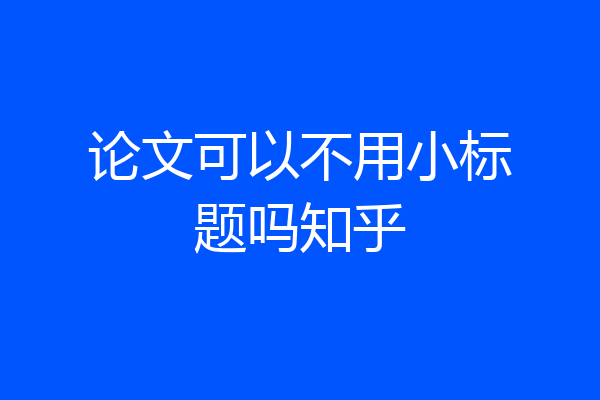 论文可以不用小标题吗知乎