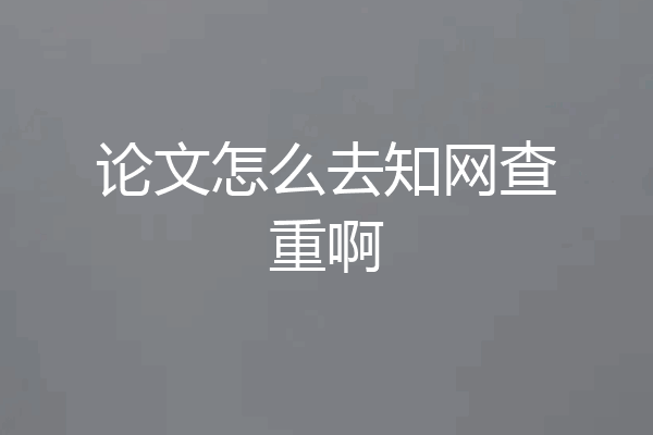论文怎么去知网查重啊