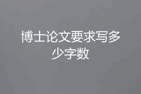 博士论文要求写多少字数