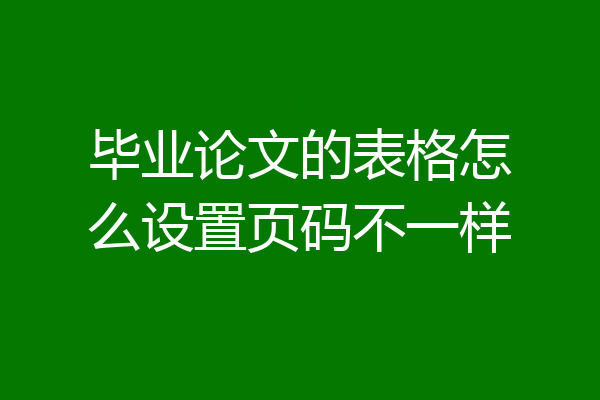 毕业论文的表格怎么设置页码不一样