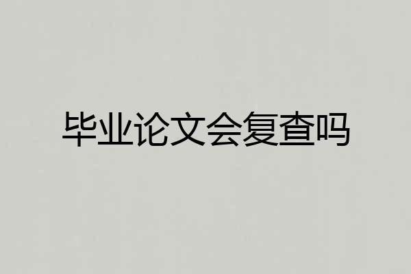 毕业论文会复查吗