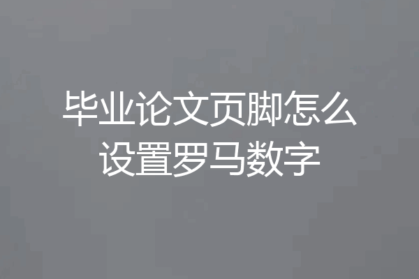 毕业论文页脚怎么设置罗马数字