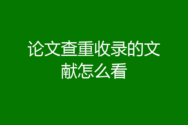 论文查重收录的文献怎么看