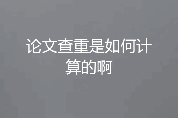 论文查重是如何计算的啊