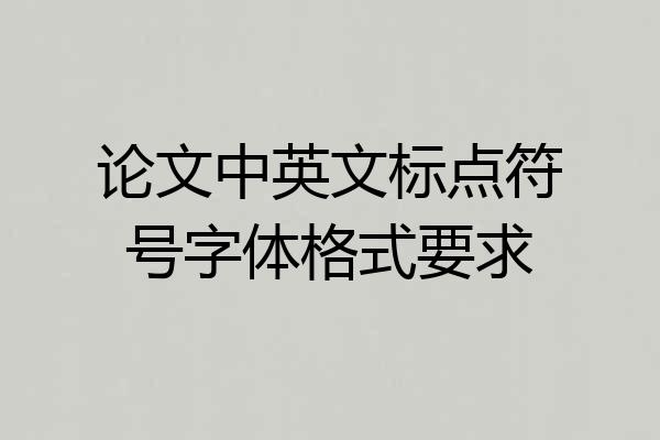 论文中英文标点符号字体格式要求
