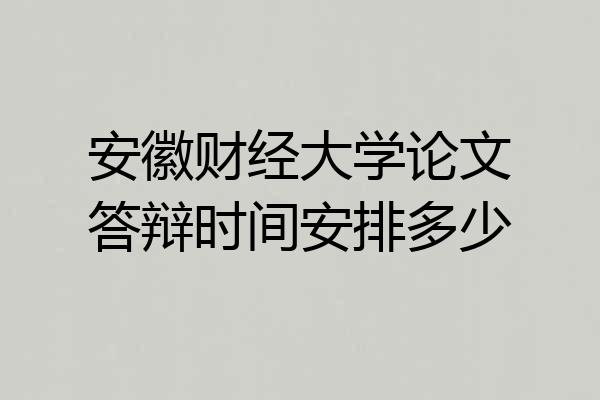 安徽财经大学论文答辩时间安排多少