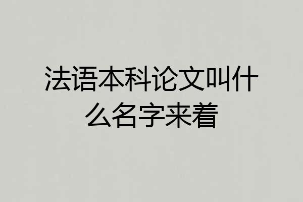 法语本科论文叫什么名字来着