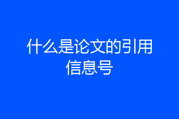 什么是论文的引用信息号