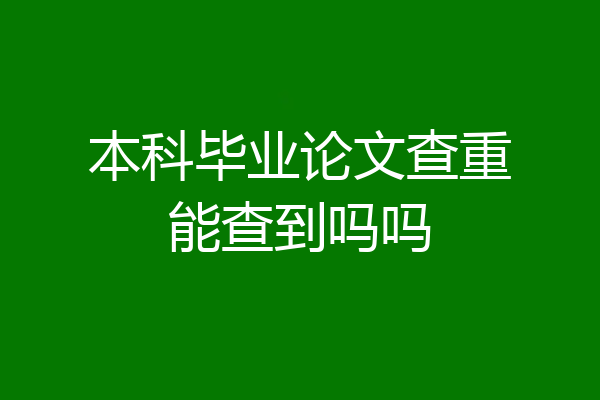 本科毕业论文查重能查到吗吗