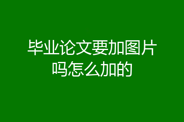 毕业论文要加图片吗怎么加的