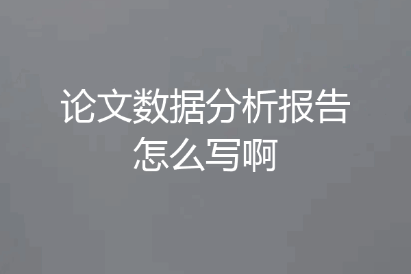 论文数据分析报告怎么写啊