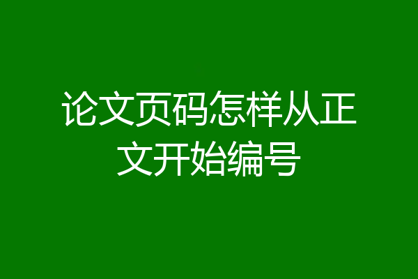 论文页码怎样从正文开始编号