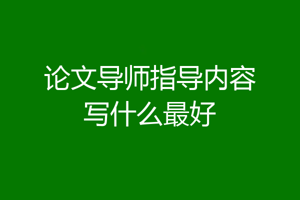 论文导师指导内容写什么最好