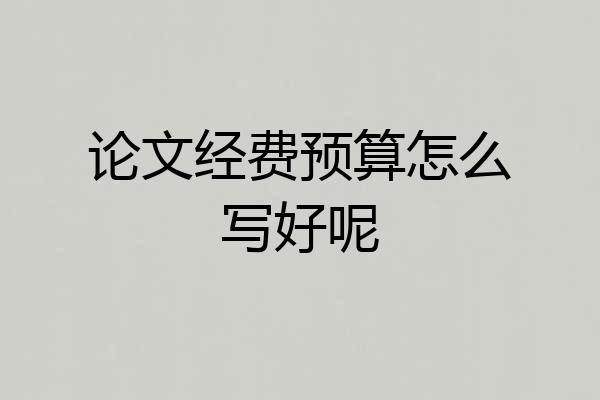 论文经费预算怎么写好呢