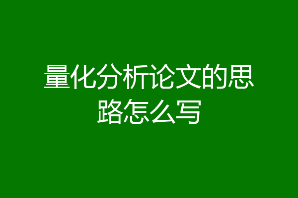 量化分析论文的思路怎么写