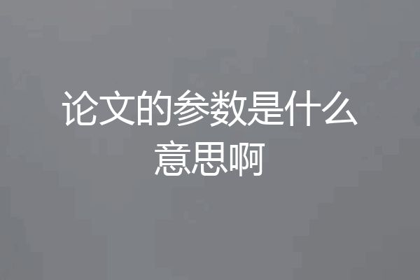 论文的参数是什么意思啊