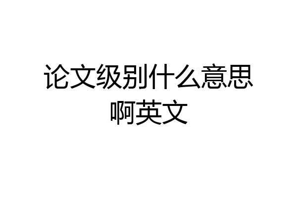论文级别什么意思啊英文